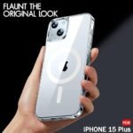 iPhone 15 Plus Compatible with MagSafe | Camera Protection | Hard Crystal Clear Back | Shockproof Case (PC & TPU, Transparent)