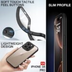 iPhone 16 Pro | 360° Protection | Crystal Clear Hard Back Case for iPhone 16 Pro (PC & TPU, Transparent Clear Back, Black Sides)