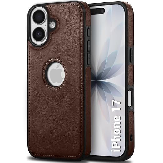 Leather Finish Back Cover Case for iPhone 17 | Shockproof | Camera & Screen Protection (Brown)