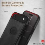 Genuine Leather Finish Back Cover Case for iPhone 17 Air | ShockProof Design | Raised Edges for Camera & Screen Protection (Black)- Logo