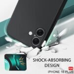 Silicone Back Cover Case for iPhone 16 Plus | Soft Micro-Fibre Lining Inside | Camera Protection Bump | Shockproof Back Cover (Silicone, Black)