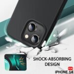Silicone Back Cover Case for iPhone 14 | Soft Micro-Fibre Lining Inside | Camera Protection Bump | Shockproof Back Cover (Silicone, Black)- Logo