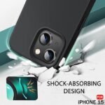 Silicone Back Cover Case for iPhone 15 | Soft Micro-Fibre Lining Inside | Camera Protection Bump | Shockproof Back Cover (Silicone, Black)- Logo