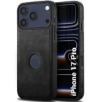 Genuine Leather Finish Back Cover Case for iPhone 17 Pro | Shockproof Design | Raised Edges for Camera & Screen Protection (Black)