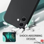 Silicone Back Cover Case for iPhone 16 | Soft Micro-Fibre Lining Inside | Camera Protection Bump | Shockproof Back Cover (Silicone, MagSafe Compatible, Black)