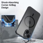 Ultra-Hybrid Shockproof Back Cover Case for iPhone 15 Plus (PC & TPU, MagSafe Compatible, Translucent Smoke Matte Back, Black Sides)