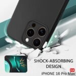 Silicone Back Cover Case for iPhone 16 Pro Max | Soft Micro-Fibre Lining Inside | Camera Protection Bump | Shockproof Case (Silicone, Black)