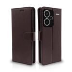 Omt Leather Flip Cover for Vivo Y21 2021 (Brown)