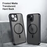 Ultra-Hybrid Shockproof Back Cover Case for iPhone 15 | Hard Back Cover Case for iPhone 15 (PC & TPU, Translucent Smoke Matte Back, Black Sides)