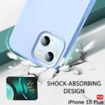 Silicone Back Cover Case for iPhone 15 Plus | Soft Micro-Fibre Lining Inside | Camera Protection Bump | Shockproof Back Cover (Silicone, Blue)- Logo