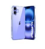 Ultra-Hybrid Shockproof Back Cover Case for iPhone 16 | Camera Protection Bump | Hard Back Cover (PC & TPU, Transparent)