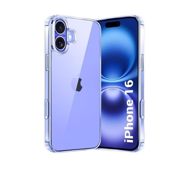 Ultra-Hybrid Shockproof Back Cover Case for iPhone 16 | Camera Protection Bump | Hard Back Cover (PC & TPU, Transparent)