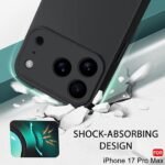 Silicone Back Cover Case for iPhone 17 Pro Max | Soft Micro-Fibre Lining Inside | Camera Protection Bump | Shockproof Back Cover (Silicone, Black)