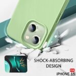 Silicone Back Cover Case for iPhone 15 | Soft Micro-Fibre Lining Inside | Camera Protection Bump | Shockproof Back Cover (Silicone, Green)- Logo