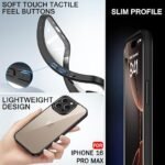 iPhone 16 Pro Max | 360° Protection | Crystal Clear Hard Back Cover Case (PC & TPU, Transparent Clear Back, Black Sides)
