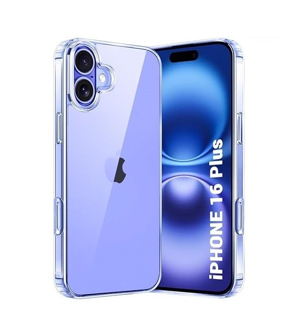 Ultra-Hybrid Shockproof Back Cover Case for iPhone 16 Plus | Camera Protection Bump | Hard Back Cover (PC & TPU, Transparent)