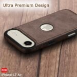 Genuine Leather Finish Back Cover Case for iPhone 17 Air | ShockProof Design | Raised Edges for Camera & Screen Protection (Brown)- Logo