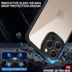 iPhone 16 Pro Max | 360° Protection | Crystal Clear Hard Back Cover Case (PC & TPU, Transparent Clear Back, Black Sides)