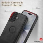 Leather Finish Back Cover Case for iPhone 17 | Shockproof | Camera & Screen Protection (Black)