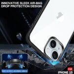 TPU+PC Ultra-Hybrid Crystal Clear Back Cover Case For Iphone 15 | Slim Fit Shockproof Design | Camera Protection Bump | Transparent Back Cover Case (Black Bumper), Black