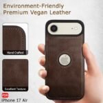 Genuine Leather Finish Back Cover Case for iPhone 17 Air | ShockProof Design | Raised Edges for Camera & Screen Protection (Brown)- Logo