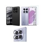 Mi Redmi Note 14 Pro 5G / Poco X7 5G - Silicone Black Back Cover Case | 3-in-1 Combo (Tempered Glass & Camera Lens)