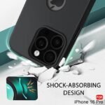 iPhone 16 Pro | Soft Micro-Fibre Lining Inside | Camera Protection Bump | Shockproof Back Cover (Silicone, Logo Hole, Black)