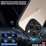 iPhone 16 Pro | 360° Protection | Crystal Clear Hard Back Case for iPhone 16 Pro (PC & TPU, Transparent Clear Back, Black Sides)