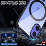 Ultra-Hybrid Back Cover Case for iPhone 16 Compatible with MagSafe | Camera Protection | Crystal Clear Transparent Back Cover (PC & TPU, Black Bumper)