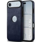 Genuine Leather Finish Back Cover Case for iPhone 17 Air | ShockProof Design | Raised Edges for Camera & Screen Protection (Blue)- Logo