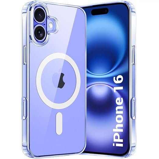 Clear Back Case Cover for iPhone 16 | Shockproof Design | Hard Back Cover for iPhone 16 (PC & TPU, Magsafe Compatible, Clear)