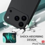 Silicone Back Cover Case for iPhone 17 Pro | Soft Micro-Fibre Lining Inside | Camera Protection Bump | Shockproof Back Cover (Silicone, Black)