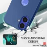 Silicone Back Cover Case for iPhone 16 Plus | Soft Micro-Fibre Lining Inside | Camera Protection Bump | Shockproof Back Cover (Silicone, Blue)- Logo