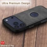 Genuine Leather Finish Back Cover Case for iPhone 17 Pro | Shockproof Design | Raised Edges for Camera & Screen Protection (Black)
