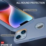 Silicone Back Cover Case for iPhone 14 | Soft Micro-Fibre Lining Inside | Camera Protection Bump | Shockproof Back Cover (Silicone, Blue)- Logo
