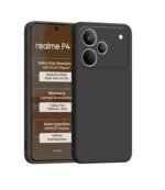 3 in 1 Combo Pack for Realme P4 5G – Silicone Black (Back Cover + Camera Lens Protector + Tempered Glass)
