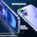 Ultra-Hybrid Shockproof Back Cover Case for iPhone 16 Plus | Camera Protection Bump | Hard Back Cover (PC & TPU, Transparent)
