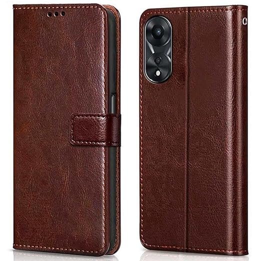 Omt Flip Cover Back Case Cover for Oppo A78 5G Flexible Leather Finish.