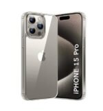 Ultra-Hybrid Shockproof Back Cover Case for iPhone 15 Pro | Camera Protection Bump | Hard Back Cover (PC & TPU, Crystal Clear Back, Transparent Sides)