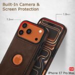 Genuine Leather Finish Back Cover Case for iPhone 17 Pro Max | Shockproof Design | Raised Edges for Camera & Screen Protection (Brown)