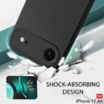 Silicone Back Cover Case for iPhone 17 Air | Soft Micro-Fibre Lining Inside | Camera Protection Bump | Shockproof Back Cover (Silicone, Black)