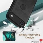 Genuine Leather Finish Back Cover Case for iPhone 17 Air | ShockProof Design | Raised Edges for Camera & Screen Protection (Black)- Logo