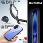 iPhone 16 Plus | 360° Protection | Crystal Clear Hard Back Cover (PC & TPU, Transparent Clear Back, Black Sides)