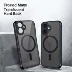 Hybrid Matte Frosted Translucent Back Cover Case for iPhone 16 Compatible with MagSafe | Shockproof Design | Camera Protection Module (PC & TPU, Frost Black)
