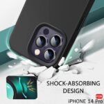 Silicone Back Cover Case for iPhone 14 Pro | Soft Micro-Fibre Lining Inside | Camera Protection Bump | Shockproof Back Cover (Silicone, Black)-Logo