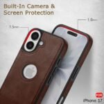 Leather Finish Back Cover Case for iPhone 17 | Shockproof | Camera & Screen Protection (Brown)