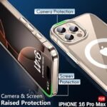 iPhone 16 Pro Max | Shockproof Design | Hard Back Cover for iPhone 16 Pro Max (PC & TPU, Magsafe Compatible, Clear)