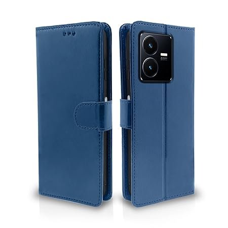 Omt Leather Finish Flip Back Cover for Vivo Y22 2021