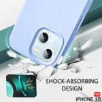 Silicone Back Cover Case for iPhone 15 | Soft Micro-Fibre Lining Inside | Camera Protection Bump | Shockproof Back Cover (Silicone, Blue)- Logo