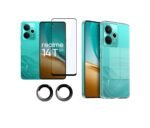 Realme 14T 5G Transparent Back Cover + Tempered Glass + Camera Lens Protector Combo pack